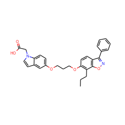 CCCc1c(OCCCOc2ccc3c(ccn3CC(=O)O)c2)ccc2c(-c3ccccc3)noc12 ZINC000013678000