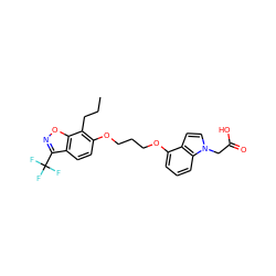 CCCc1c(OCCCOc2cccc3c2ccn3CC(=O)O)ccc2c(C(F)(F)F)noc12 ZINC000013677958