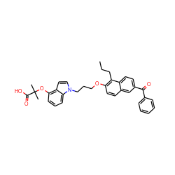 CCCc1c(OCCCn2ccc3c(OC(C)(C)C(=O)O)cccc32)ccc2cc(C(=O)c3ccccc3)ccc12 ZINC000016052148