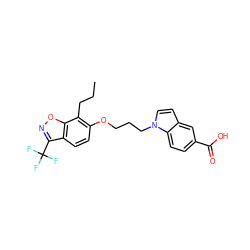 CCCc1c(OCCCn2ccc3cc(C(=O)O)ccc32)ccc2c(C(F)(F)F)noc12 ZINC000038157663