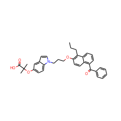 CCCc1c(OCCCn2ccc3cc(OC(C)(C)C(=O)O)ccc32)ccc2c(C(=O)c3ccccc3)cccc12 ZINC000044352339