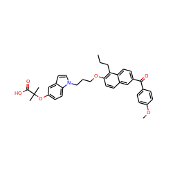 CCCc1c(OCCCn2ccc3cc(OC(C)(C)C(=O)O)ccc32)ccc2cc(C(=O)c3ccc(OC)cc3)ccc12 ZINC000042833889