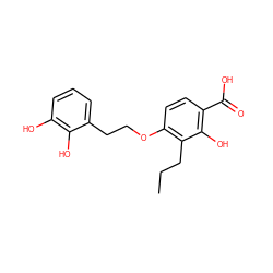 CCCc1c(OCCc2cccc(O)c2O)ccc(C(=O)O)c1O ZINC000027089378