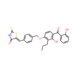 CCCc1c(OCc2ccc(/C=C3\SC(=S)NC3=O)cc2)ccc(C(=O)c2ccccc2O)c1O ZINC000026272887