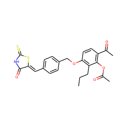 CCCc1c(OCc2ccc(/C=C3\SC(=S)NC3=O)cc2)ccc(C(C)=O)c1OC(C)=O ZINC000026279216