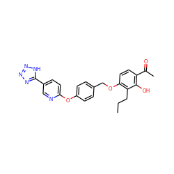 CCCc1c(OCc2ccc(Oc3ccc(-c4nnn[nH]4)cn3)cc2)ccc(C(C)=O)c1O ZINC000148678779