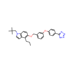 CCCc1c(OCc2cccc(Oc3ccc(-c4nnn[nH]4)cc3)c2)ccc2c1ccn2CC(C)(C)C ZINC000028457332