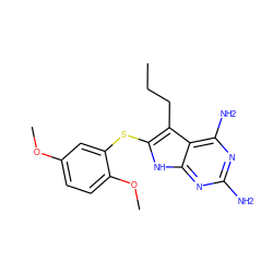 CCCc1c(Sc2cc(OC)ccc2OC)[nH]c2nc(N)nc(N)c12 ZINC000040408363