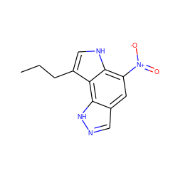 CCCc1c[nH]c2c([N+](=O)[O-])cc3cn[nH]c3c12 ZINC000096258220