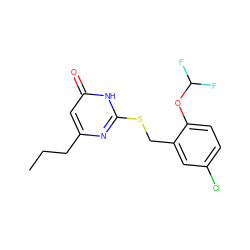 CCCc1cc(=O)[nH]c(SCc2cc(Cl)ccc2OC(F)F)n1 ZINC000008665930