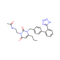 CCCc1cc(=O)n(CCNC(C)=O)c(=O)n1Cc1ccc(-c2ccccc2-c2nnn[nH]2)cc1 ZINC000026178554