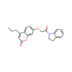 CCCc1cc(=O)oc2cc(OCC(=O)N3CCc4ccccc43)ccc12 ZINC000000793126