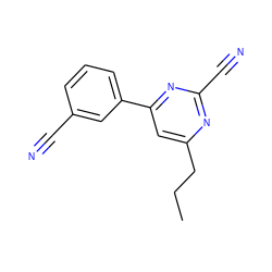 CCCc1cc(-c2cccc(C#N)c2)nc(C#N)n1 ZINC000049037038