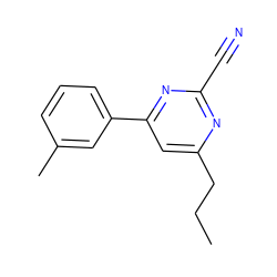 CCCc1cc(-c2cccc(C)c2)nc(C#N)n1 ZINC000049037036