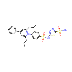 CCCc1cc(-c2ccccc2)cc(CCC)[n+]1-c1ccc(S(=O)(=O)Nc2nnc(S(N)(=O)=O)s2)cc1 ZINC000014956367