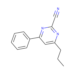 CCCc1cc(-c2ccccc2)nc(C#N)n1 ZINC000049553023