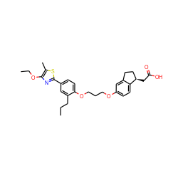 CCCc1cc(-c2nc(OCC)c(C)s2)ccc1OCCCOc1ccc2c(c1)CC[C@H]2CC(=O)O ZINC000014977213