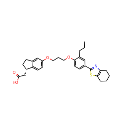 CCCc1cc(-c2nc3c(s2)CCCC3)ccc1OCCCOc1ccc2c(c1)CC[C@H]2CC(=O)O ZINC000014977156