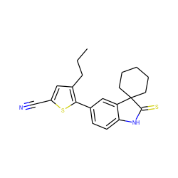 CCCc1cc(C#N)sc1-c1ccc2c(c1)C1(CCCCC1)C(=S)N2 ZINC000013488912