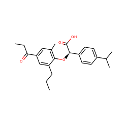 CCCc1cc(C(=O)CC)cc(C)c1O[C@@H](C(=O)O)c1ccc(C(C)C)cc1 ZINC000012358580