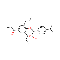 CCCc1cc(C(=O)CC)cc(CCC)c1O[C@@H](C(=O)O)c1ccc(C(C)C)cc1 ZINC000013646479