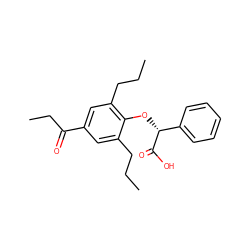 CCCc1cc(C(=O)CC)cc(CCC)c1O[C@@H](C(=O)O)c1ccccc1 ZINC000012358574