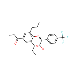 CCCc1cc(C(=O)CC)cc(CCC)c1O[C@H](C(=O)O)c1ccc(C(F)(F)F)cc1 ZINC000012358587