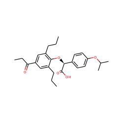 CCCc1cc(C(=O)CC)cc(CCC)c1O[C@H](C(=O)O)c1ccc(OC(C)C)cc1 ZINC000012358586