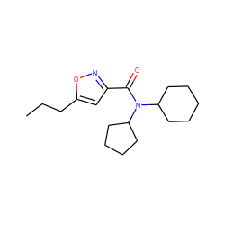 CCCc1cc(C(=O)N(C2CCCCC2)C2CCCC2)no1 ZINC000073242482