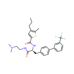 CCCc1cc(C(=O)N[C@@H](Cc2ccc(-c3cccc(C(F)(F)F)c3)cc2)C(=O)NCCN(C)C)sc1C ZINC000299824944