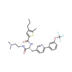 CCCc1cc(C(=O)N[C@H](Cc2ccc(-c3cccc(OC(F)(F)F)c3)nc2)C(=O)NCCN(C)C)sc1C ZINC000299841135