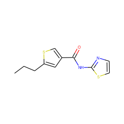 CCCc1cc(C(=O)Nc2nccs2)cs1 ZINC000001056540