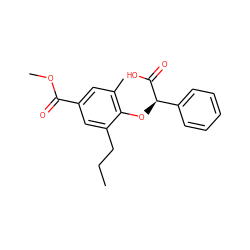 CCCc1cc(C(=O)OC)cc(C)c1O[C@@H](C(=O)O)c1ccccc1 ZINC000013539263