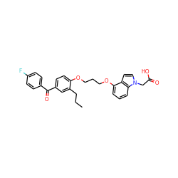 CCCc1cc(C(=O)c2ccc(F)cc2)ccc1OCCCOc1cccc2c1ccn2CC(=O)O ZINC000013681501