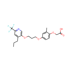 CCCc1cc(C(F)(F)F)ncc1OCCCOc1ccc(OCC(=O)O)c(C)c1 ZINC000034867419