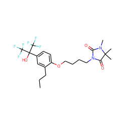 CCCc1cc(C(O)(C(F)(F)F)C(F)(F)F)ccc1OCCCCN1C(=O)N(C)C(C)(C)C1=O ZINC000114058197