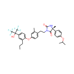 CCCc1cc(C(O)(C(F)(F)F)C(F)(F)F)ccc1Oc1ccc(CCN2C(=O)N[C@](C)(c3ccc(OC(C)C)cc3)C2=O)c(C)c1 ZINC000164573090