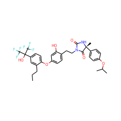 CCCc1cc(C(O)(C(F)(F)F)C(F)(F)F)ccc1Oc1ccc(CCN2C(=O)N[C@](C)(c3ccc(OC(C)C)cc3)C2=O)c(O)c1 ZINC000164845197