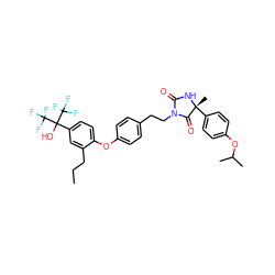 CCCc1cc(C(O)(C(F)(F)F)C(F)(F)F)ccc1Oc1ccc(CCN2C(=O)N[C@](C)(c3ccc(OC(C)C)cc3)C2=O)cc1 ZINC000164581816