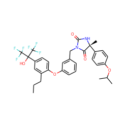 CCCc1cc(C(O)(C(F)(F)F)C(F)(F)F)ccc1Oc1cccc(CN2C(=O)N[C@](C)(c3ccc(OC(C)C)cc3)C2=O)c1 ZINC000164591980