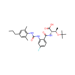 CCCc1cc(C)c(NC(=O)Nc2cc(F)ccc2C(=O)N[C@H](C(=O)O)[C@@H](C)OC(C)(C)C)c(C)c1 ZINC000040404353