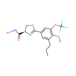 CCCc1cc(C2=N[C@@H](C(=O)NO)CO2)cc(OC(F)(F)F)c1OC ZINC000013474875