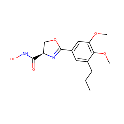 CCCc1cc(C2=N[C@@H](C(=O)NO)CO2)cc(OC)c1OC ZINC000003821308