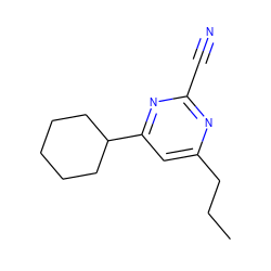 CCCc1cc(C2CCCCC2)nc(C#N)n1 ZINC000049051136