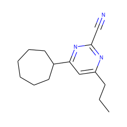 CCCc1cc(C2CCCCCC2)nc(C#N)n1 ZINC000038264299