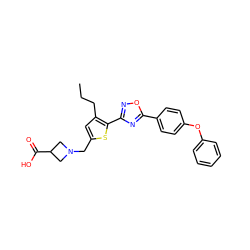 CCCc1cc(CN2CC(C(=O)O)C2)sc1-c1noc(-c2ccc(Oc3ccccc3)cc2)n1 ZINC000073275491