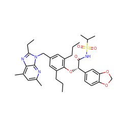 CCCc1cc(Cn2c(CC)nc3c(C)cc(C)nc32)cc(CCC)c1O[C@H](C(=O)NS(=O)(=O)C(C)C)c1ccc2c(c1)OCO2 ZINC000049853628