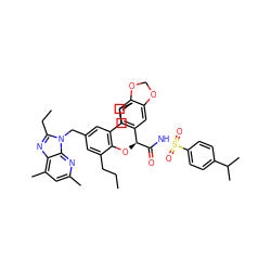 CCCc1cc(Cn2c(CC)nc3c(C)cc(C)nc32)cc(CCC)c1O[C@H](C(=O)NS(=O)(=O)c1ccc(C(C)C)cc1)c1ccc2c(c1)OCO2 ZINC000049853631