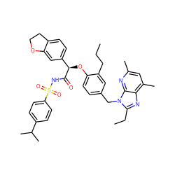 CCCc1cc(Cn2c(CC)nc3c(C)cc(C)nc32)ccc1O[C@@H](C(=O)NS(=O)(=O)c1ccc(C(C)C)cc1)c1ccc2c(c1)OCC2 ZINC000028528765