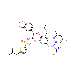 CCCc1cc(Cn2c(CC)nc3c(C)cc(C)nc32)ccc1O[C@H](C(=O)NS(=O)(=O)c1ccc(CC(C)C)s1)c1ccc2c(c1)OCO2 ZINC000049605932